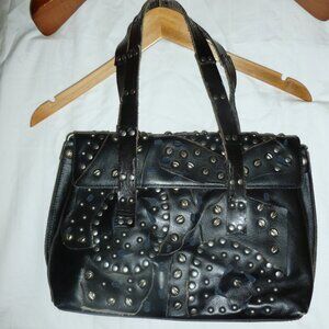 Patricia Nash Bag Black Leather Studded Link PERF Collection Handbag New
